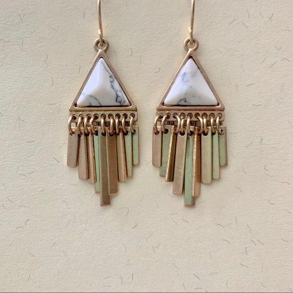 Jewelry - Geometric boho earrings gold and white